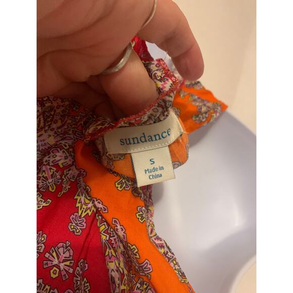 Sundance Boho  Paisley Tassel Sleeveless Orange Rose/Red Size Small Womens Top - Picture 6 of 8
